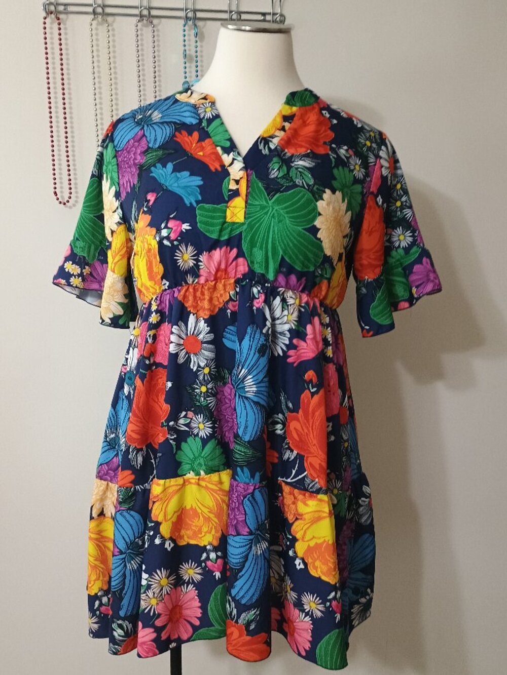 Shein Curve Colorful Floral Babydoll Dress/Tunic Size 2XL
